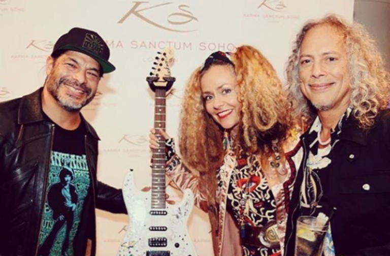 Kirk Hammett with the Trujillo Family