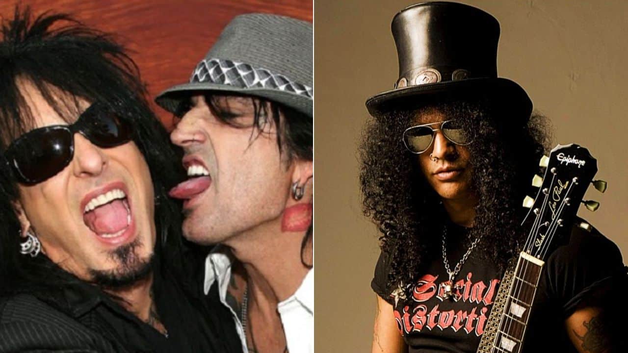 Tommy Lee and Nikki Sixx with Slash