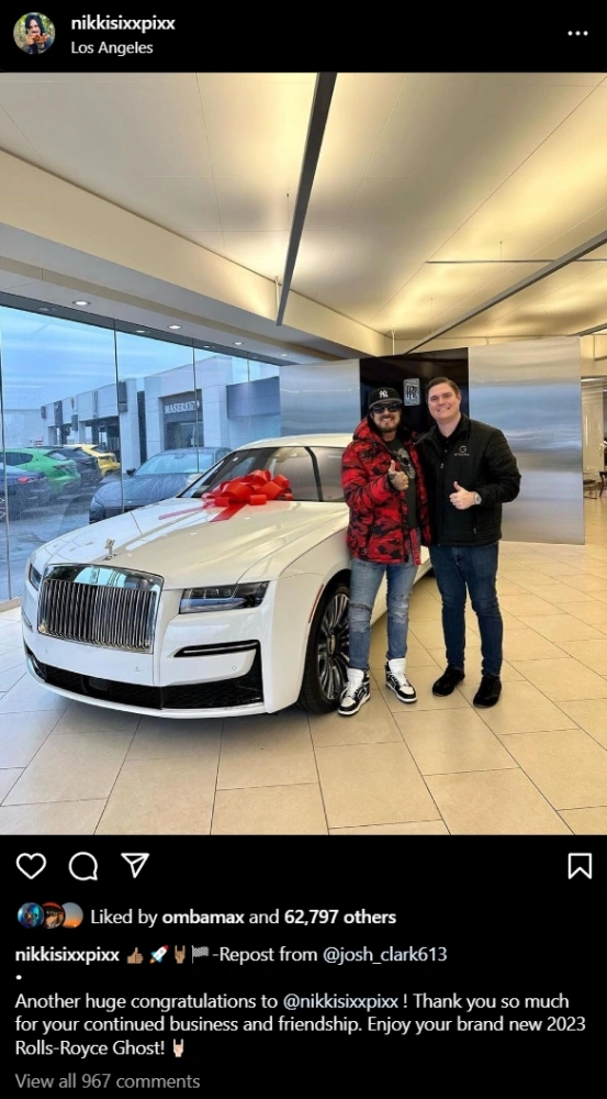 Nikki Sixx owns a new car