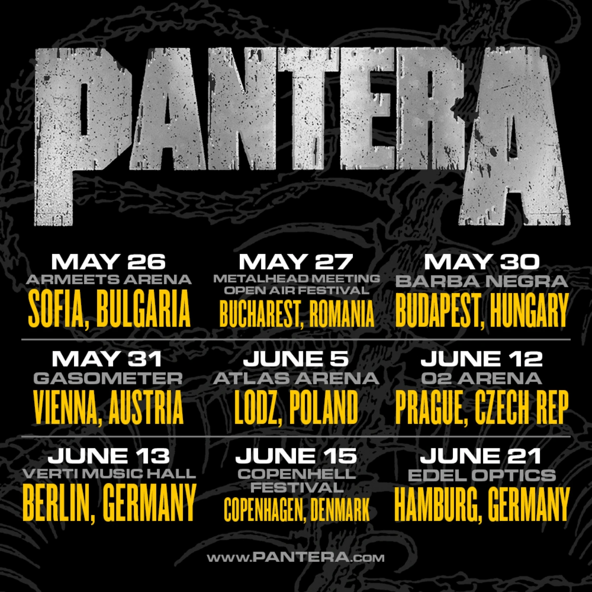 Pantera European dates for 2023