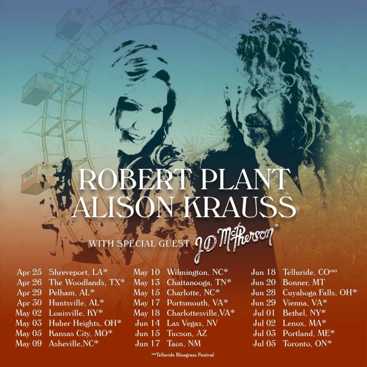 Robert Plant and Alison Krauss US tour dates for 2023