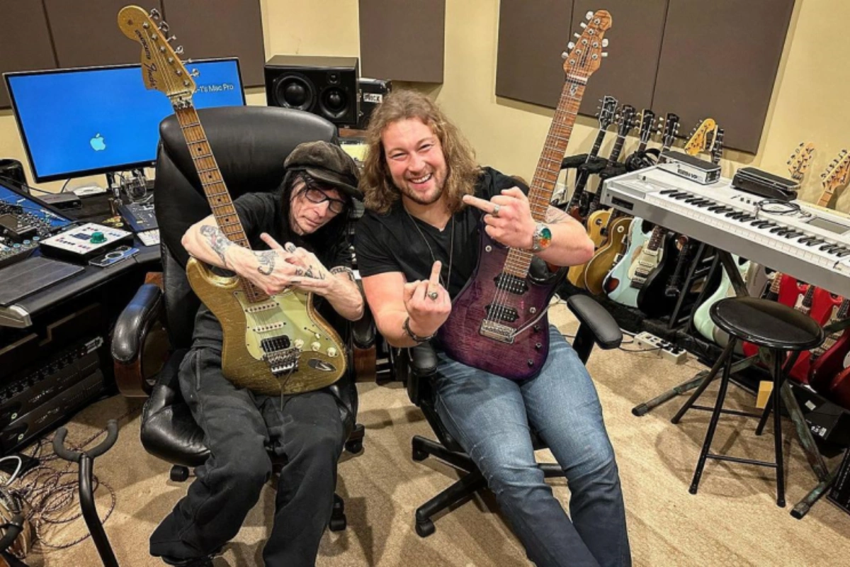 Mick Mars in the studio for his debut album