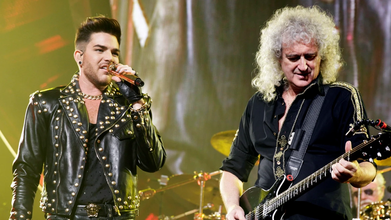 Adam Lambert and Brian May of Queen band